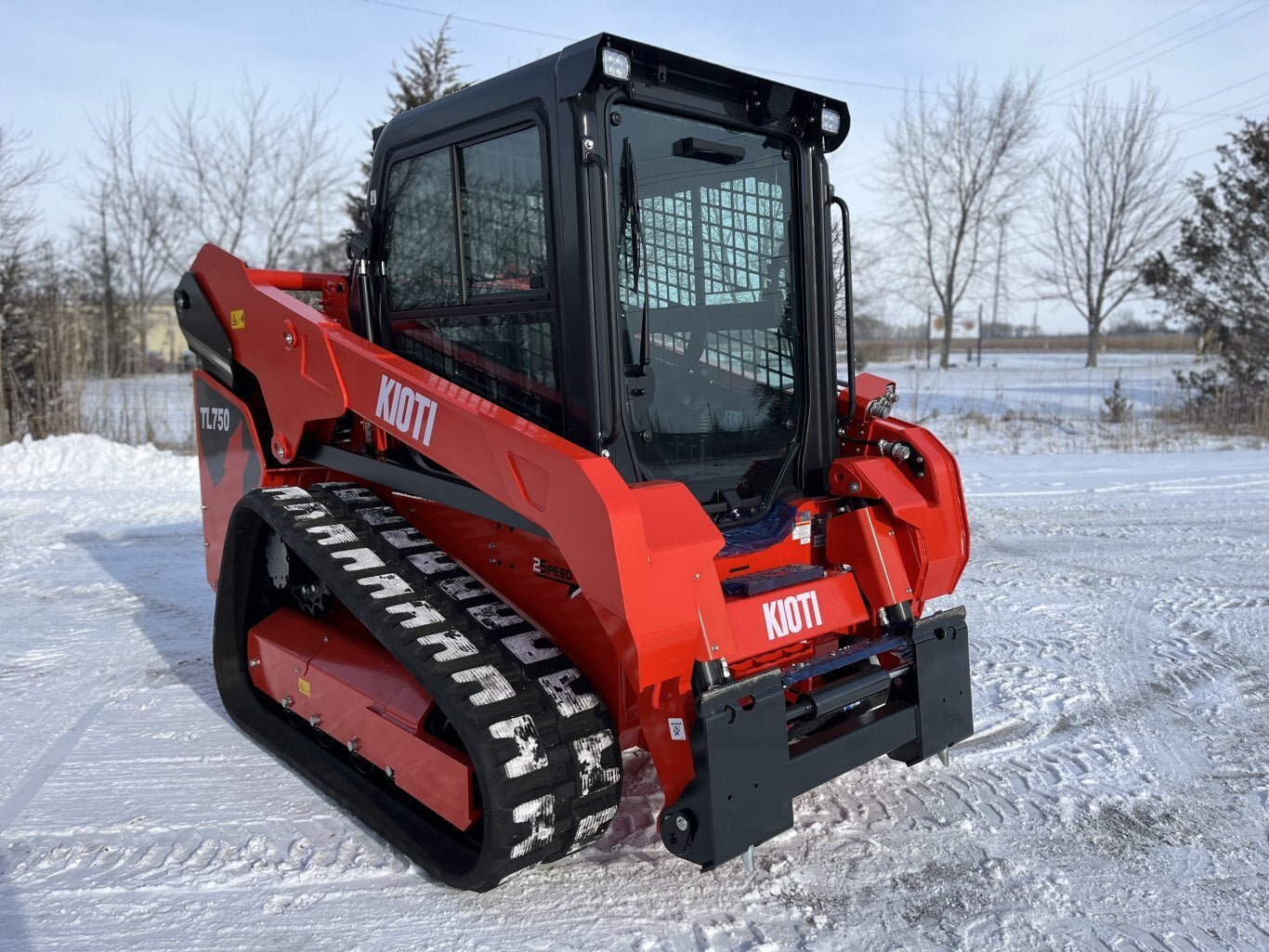 KIOTI Compact Track Loader | Model TL750 Flow+ Cab | Width 70.9" | Length 116.1" | Height with Cab 81.9" | Hydraulic Flow 34 GPM | For Heavy-Duty Tasks