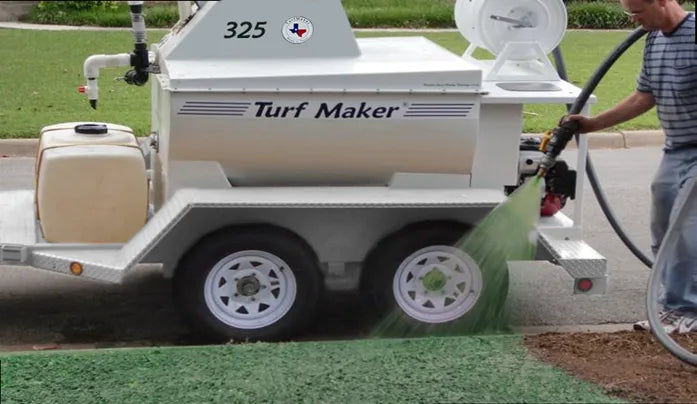 TurfMaker Hydroseeder | Model 325 (Mechanical) | Total Capacity 325 Gallons | Skid Frame Width 47" | Single Axle Trailer Option