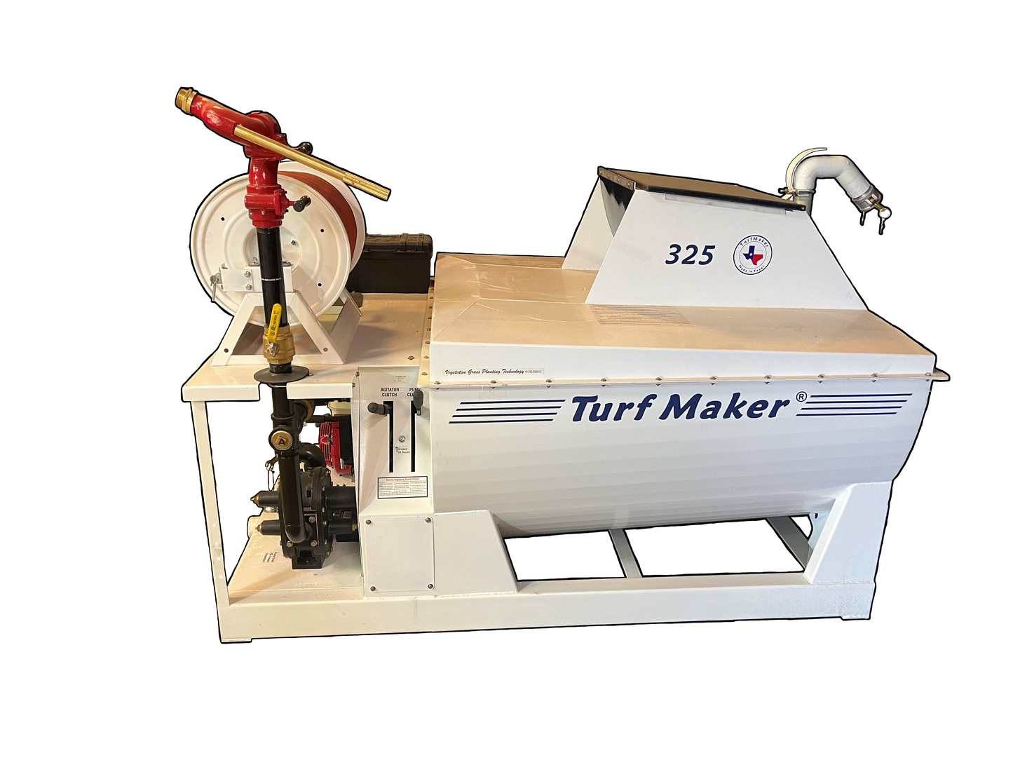 TurfMaker Hydroseeder | Model 325 | Total Capacity 325 Gallons | Skid Frame Width 47" | Single Axle Trailer Option