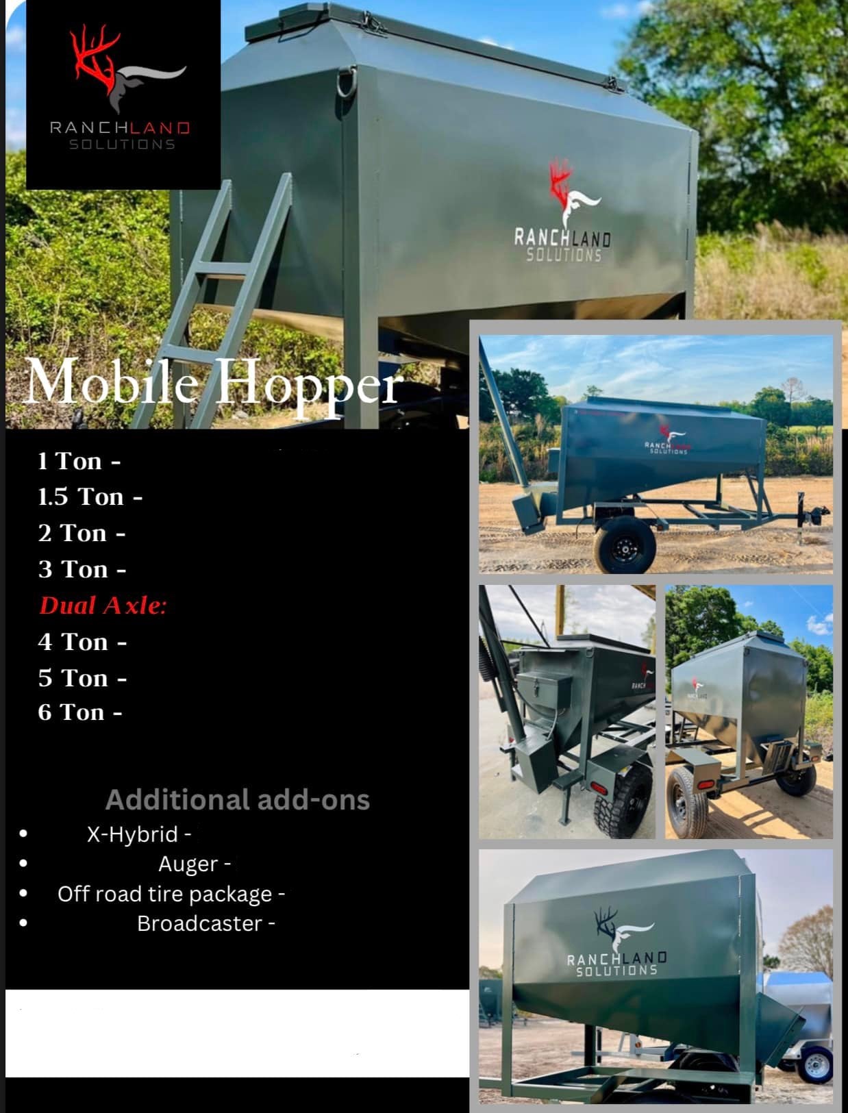 Ranchland Solutions Dual Axel Mobile Feed Hopper