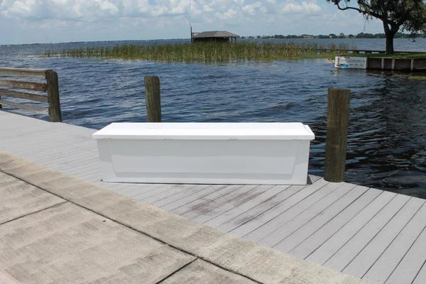 RIO MARINE CUSTOMS | Dock Box | Model CM09 | 96" W x 25" H x 22" D | Heavy-Duty Fiberglass | Universal Dock & Yacht