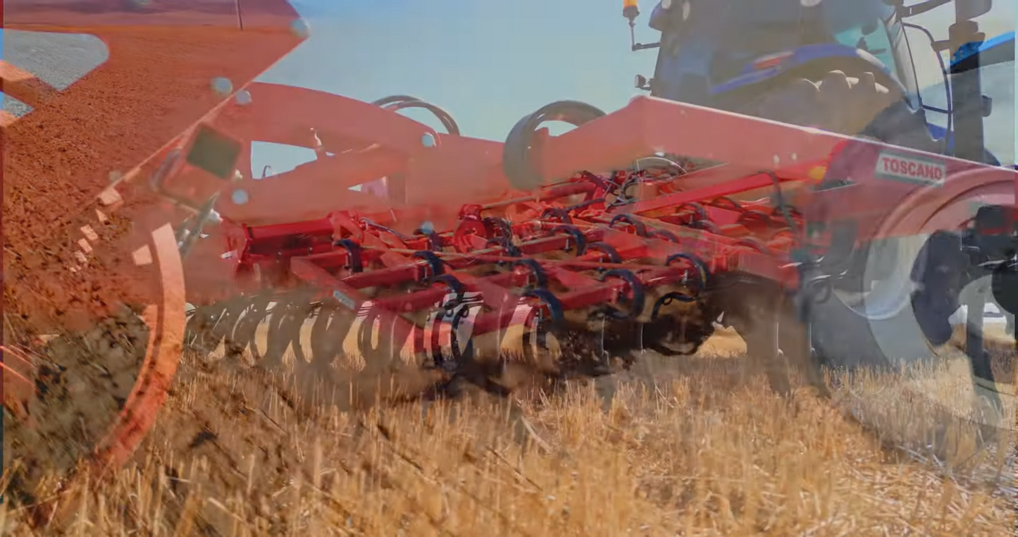 TOSCANO | Heavy Type Folding Spring Cultivator | Model 4000, 5000, 6000 & 7000 | Work Width 13.29 to 22.14 Feet | HorsePower 100-300 HP | For Tractor