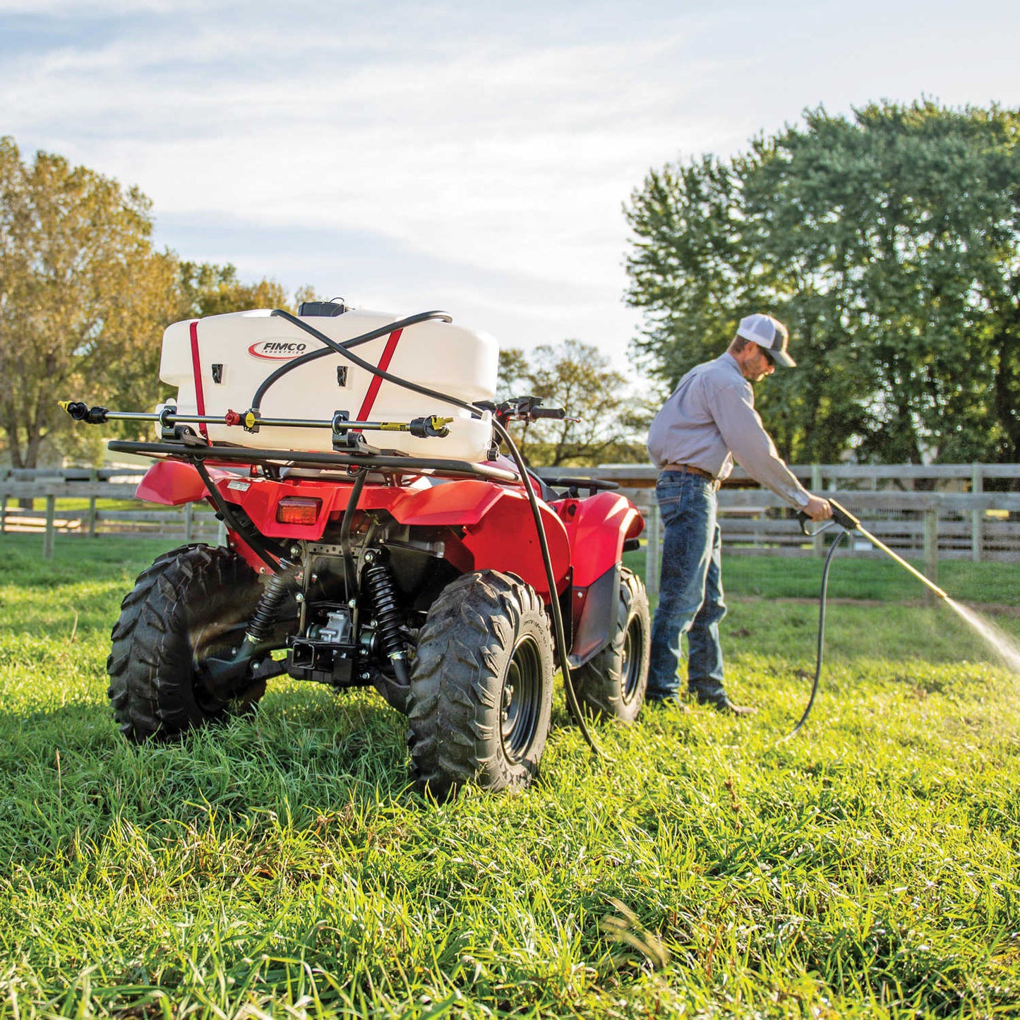 Fimco | 3 Nozzle ATV Broadcast Sprayer | Model LG-3025-QR | Tank Size 25 Gallon | Width 17.5" | Flow Rate 4.5 GPM | For UTVs & ATVs