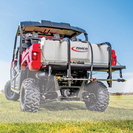 Fimco | UTV Broadcast Sprayers | Models UTV-45-BL & UTV-65-BL | Tank Size 45 & 65 Gallon | Widths 30" & 34.5" | Flow Rate 4.5 GPM | For UTVs