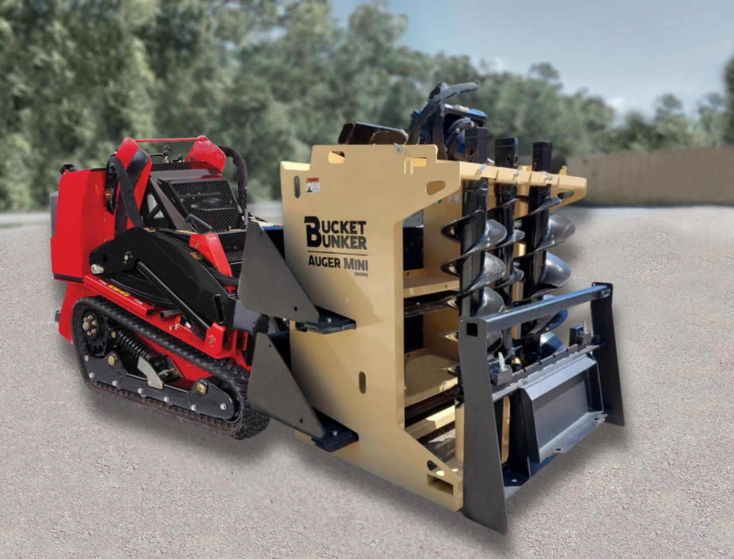 BUCKET BUNKER Auger Mini | Width 38" | Length 38" | Hydraulic Flow Range 8–15 GPM | Machine Size 1-3 Ton | For Skid Steers & Mini Excavators