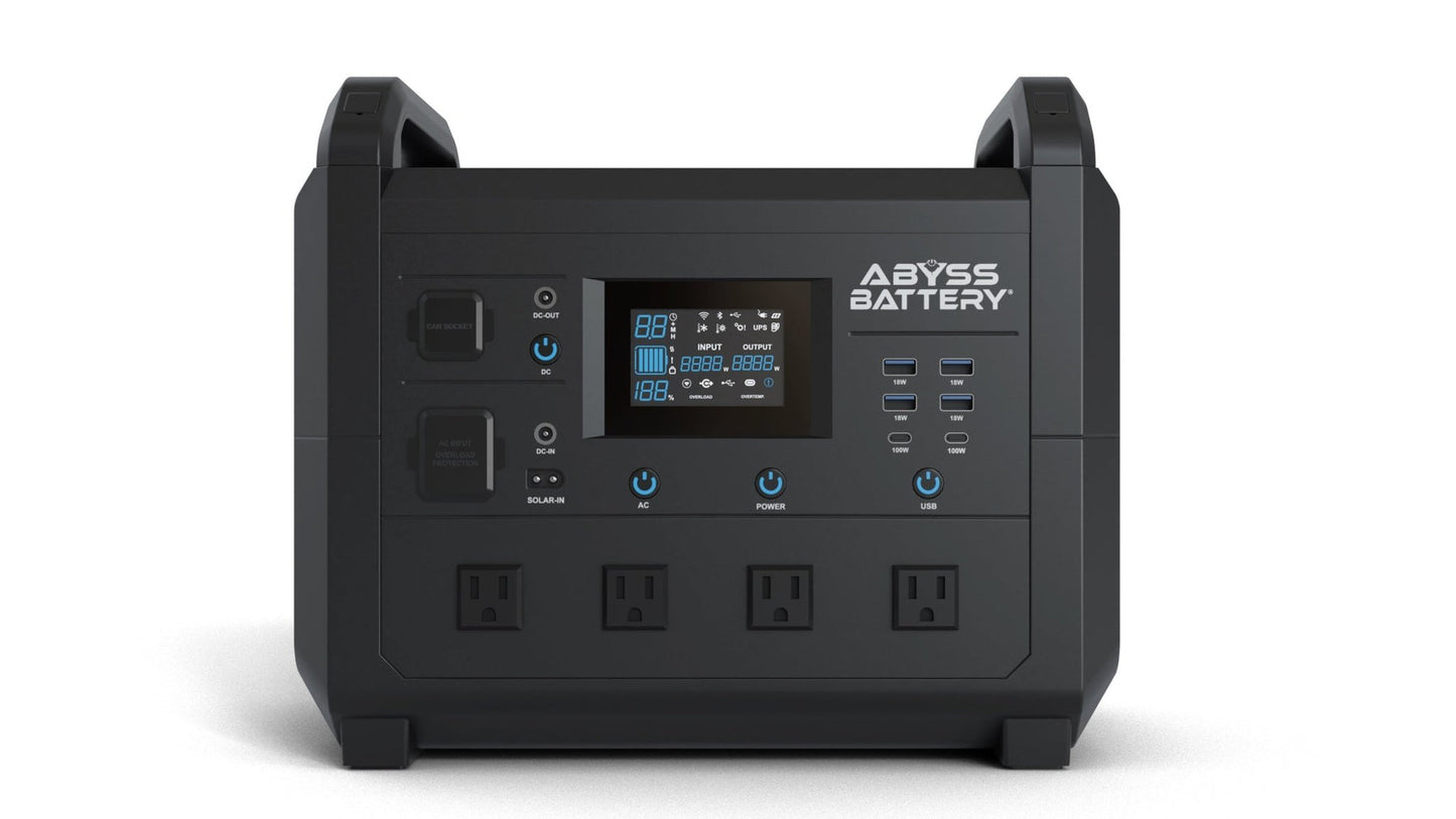 ABYSS® | AB-1600W | Portable Power Station | Nominal Power 1600W / 1536Wh | LiFePO4 Battery | For Camping, RVs, Home & Off-Grid Adventures