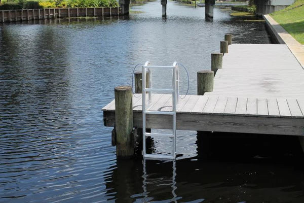 RIO MARINE CUSTOMS | 4-Step Lift Ladder | Model LD4LF-SHP | 17 9/16" W x 48" H | 550 lb Capacity | Manual Lift Design | Fixed & Floating Dock