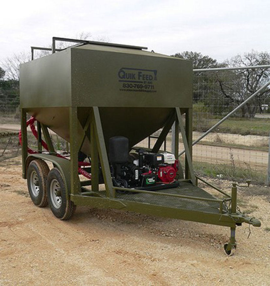 AWS Blind | Quik Feed Trailer | 1.5 To 4.5 Ton Double Axle | 500 lbs/min Feed Rate | Self-Contained Air Drive | Horsepower 25 To 50 HP | For UTVs, ATVs & Tractors