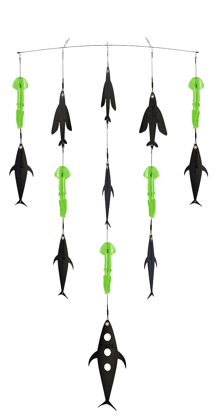Fish Razr Tackle Spreader Bar With Flapz And Squid | 36" Length | For Pelagic Game Fish