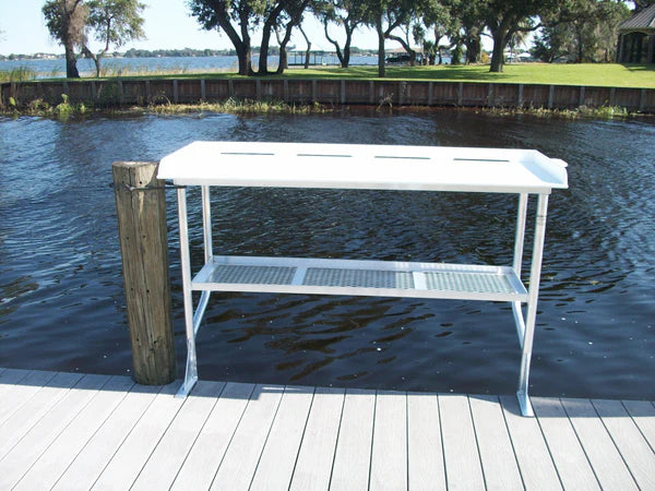 RIO MARINE CUSTOMS | Dock Overhang Fish Cleaning Table | Model FCS68-2 | 68" W x 24" D | Space-Saving Design | Side-Mount Dock