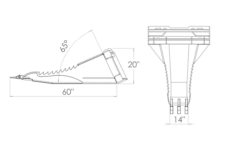 Martatch | Extreme Duty Stump Bucket Grapple | Model MHSB-A | Dimensions 14"W x 60"D | Hydraulic Flow 15 To 25 GPM | For Skid Steer