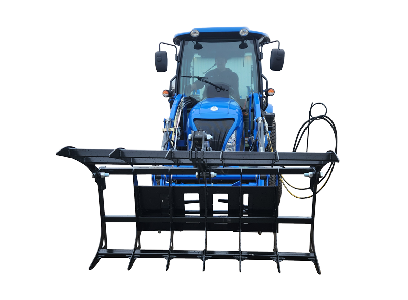 WIFO Equipment Grapple Rake Skid Steer Mount | Model GPSS/90" HOSE Series | Working Width 48″-66" | SSL Mount | 45 HP Max | For Tractor