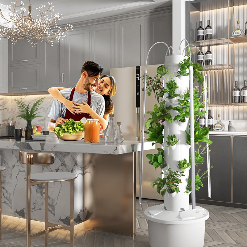 Lyine 4P Vertical Hydroponic Tower – Advanced Aeroponics Growing Kit | 4P6 Model | 40L