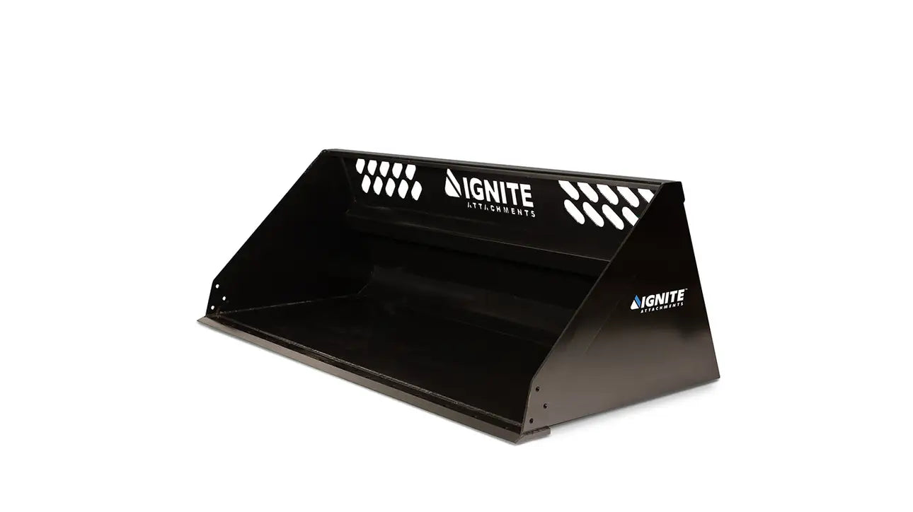 Ignite Attachments Light Material Snow Bucket | Width 84" | Capacity 43.92 Cu. Ft. | Hydraulic Flow Range 13–25 GPM | For Skid Steers