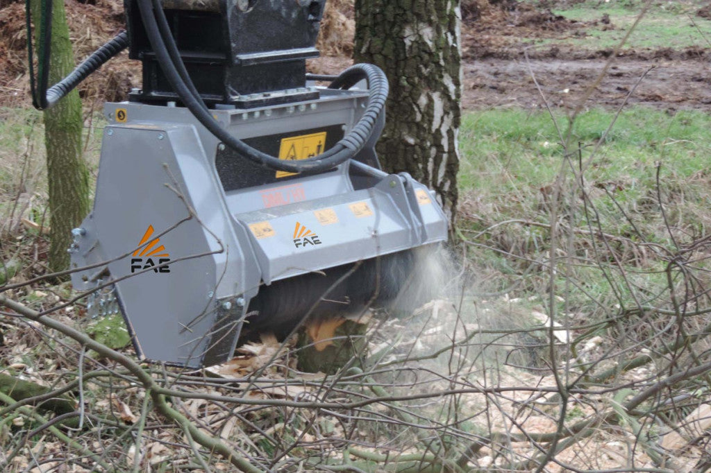 FAE | DML/HY & DML/HY/VT Forestry Mulcher | Model 75 To 125 | Width 31″ To 49″ | Shreds Up to 4.7" Inches Diameter | Machine Size 5 To 13 Ton | For Excavators