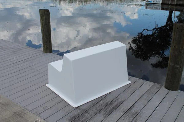 RIO MARINE CUSTOMS | Fiberglass Bench Seat | Model CMBS01 | 43"L x 30"D | UV-Resistant Gelcoat | For Boats, Docks & Patios
