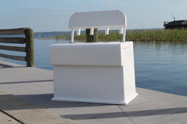 RIO MARINE CUSTOMS | Fiberglass Leaning Post with Cabinet | Model CMSFLP | 42" W x 24" D x 30" H | Stylish and Functional Seating | For 22' to 32' Feet Boats