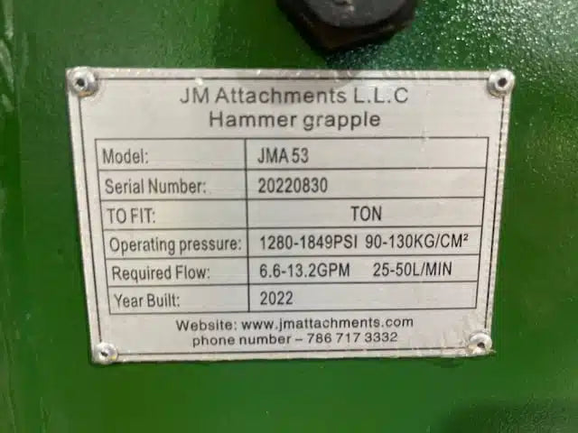 JMA Attachments Post Driver Hammer | Model JMA-53 GND | Energy Class 500 Joules | For 3 – 6.5 Tons Mini Excavators & Skid Steers