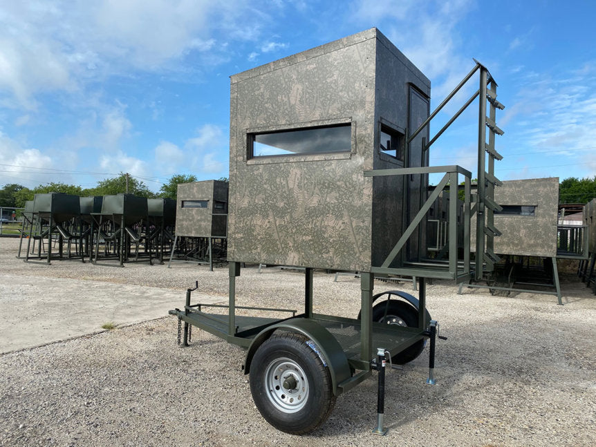 AWS Blind | Insulated Trailer Deer Blind | Model 5x5, 5x7, 5x9 Sizes | Widths 60", 84", 108" | All-Steel, Foam Insulated | For Deer Hunting, Wildlife Observation & Ranch Use