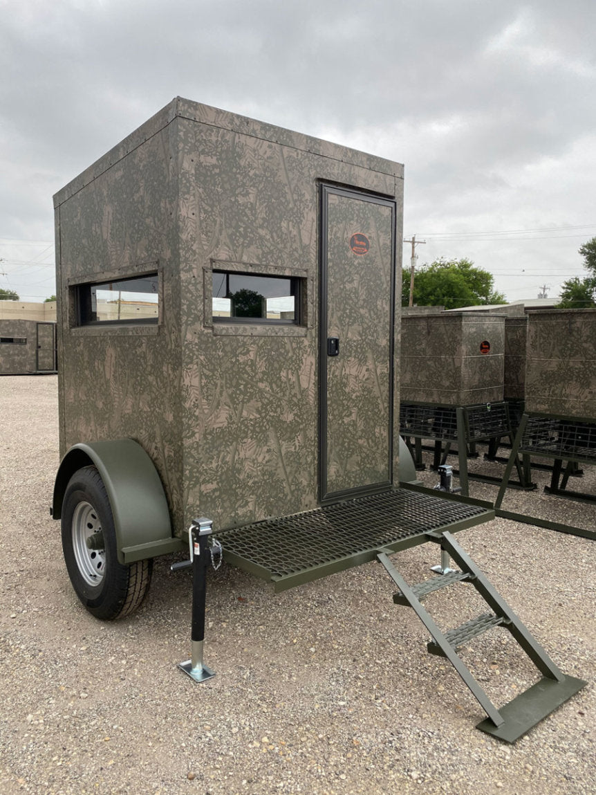 AWS Blind | Insulated Trailer Deer Blind | Model 5x5, 5x7, 5x9 Sizes | Widths 60", 84", 108" | All-Steel, Foam Insulated | For Deer Hunting, Wildlife Observation & Ranch Use