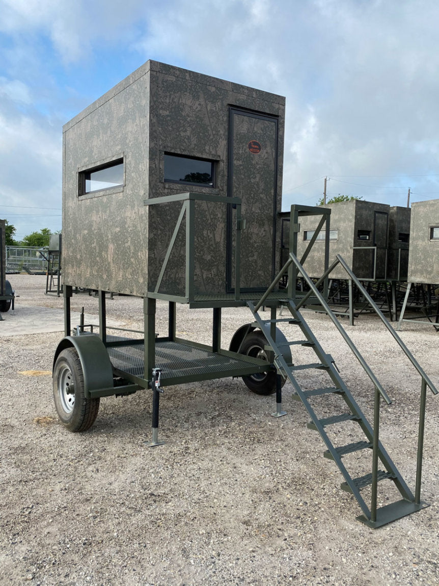 AWS Blind | Insulated Trailer Deer Blind | Model 5x5, 5x7, 5x9 Sizes | Widths 60", 84", 108" | All-Steel, Foam Insulated | For Deer Hunting, Wildlife Observation & Ranch Use