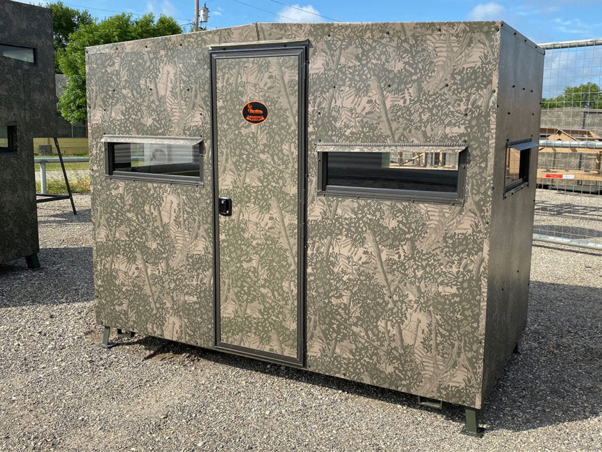 AWS Blind | Bushlan Outfitter Hunting Blinds | Models 5x5, 5x7 & 5x9 | Widths 60", 84" & 108" | Tower Heights Ground, 4', 8' & 12' | All-Metal Build | Combo Bow/Rifle Windows | For Deer Hunting
