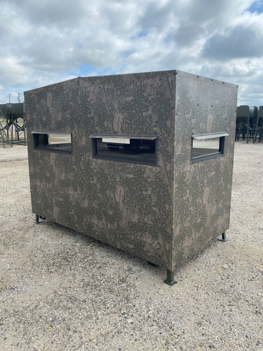 AWS Blind | Bushlan Outfitter Hunting Blinds | Models 5x5, 5x7 & 5x9 | Widths 60", 84" & 108" | Tower Heights Ground, 4', 8' & 12' | All-Metal Build | Combo Bow/Rifle Windows | For Deer Hunting
