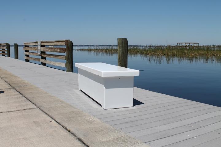 CM Marine Sea Line Dock Box | Model SLDB90 | Size 96" x 25" x 22" | TIG‑Welded Marine Aluminum | Universal Dock & Seawall Mounting