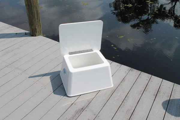 RIO MARINE CUSTOMS | Fiberglass Step Box with Lid | Rough Water | Model RWSB03 | 22" W x 17.5" D x 12.75" H | Durable Storage Solution | For Boat Deck & Dockside