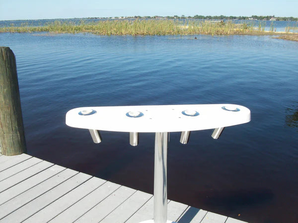RIO MARINE CUSTOMS | C&M Rocket Launcher | 4 Stamped S/S Rod Holders | Model CMRL4 | 36" W x 11.25" L x 30" H | Versatile Fishing Accessory | For Boat