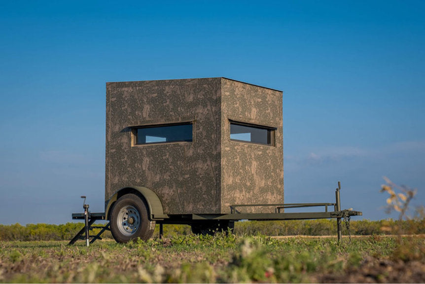 AWS Blind | Insulated Trailer Deer Blind | Model 5x5, 5x7, 5x9 Sizes | Widths 60", 84", 108" | All-Steel, Foam Insulated | For Deer Hunting, Wildlife Observation & Ranch Use
