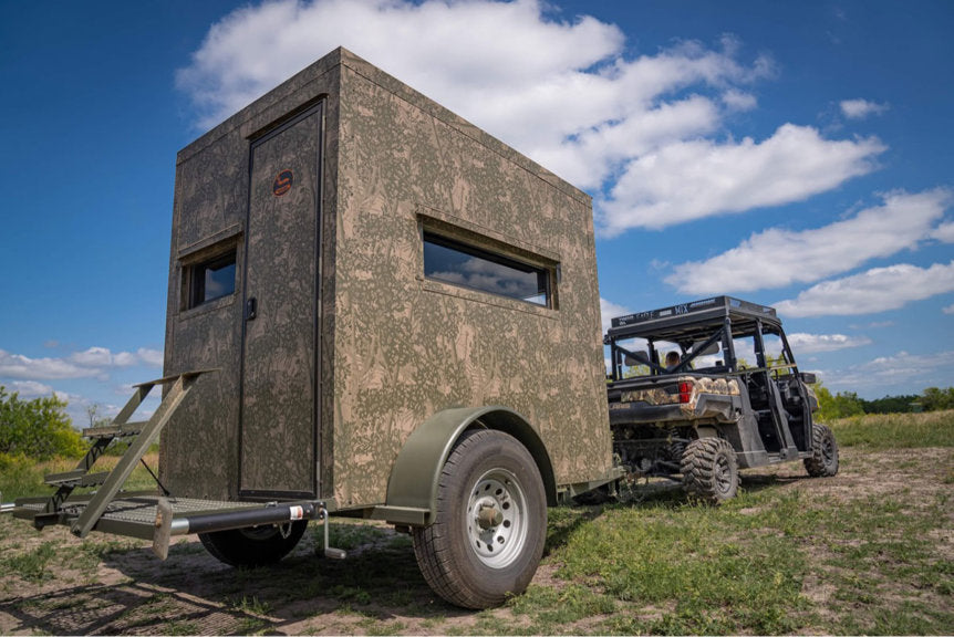 AWS Blind | Insulated Trailer Deer Blind | Model 5x5, 5x7, 5x9 Sizes | Widths 60", 84", 108" | All-Steel, Foam Insulated | For Deer Hunting, Wildlife Observation & Ranch Use