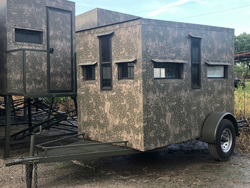 AWS Blind | Insulated Trailer Deer Blind | Model 5x5, 5x7, 5x9 Sizes | Widths 60", 84", 108" | All-Steel, Foam Insulated | For Deer Hunting, Wildlife Observation & Ranch Use