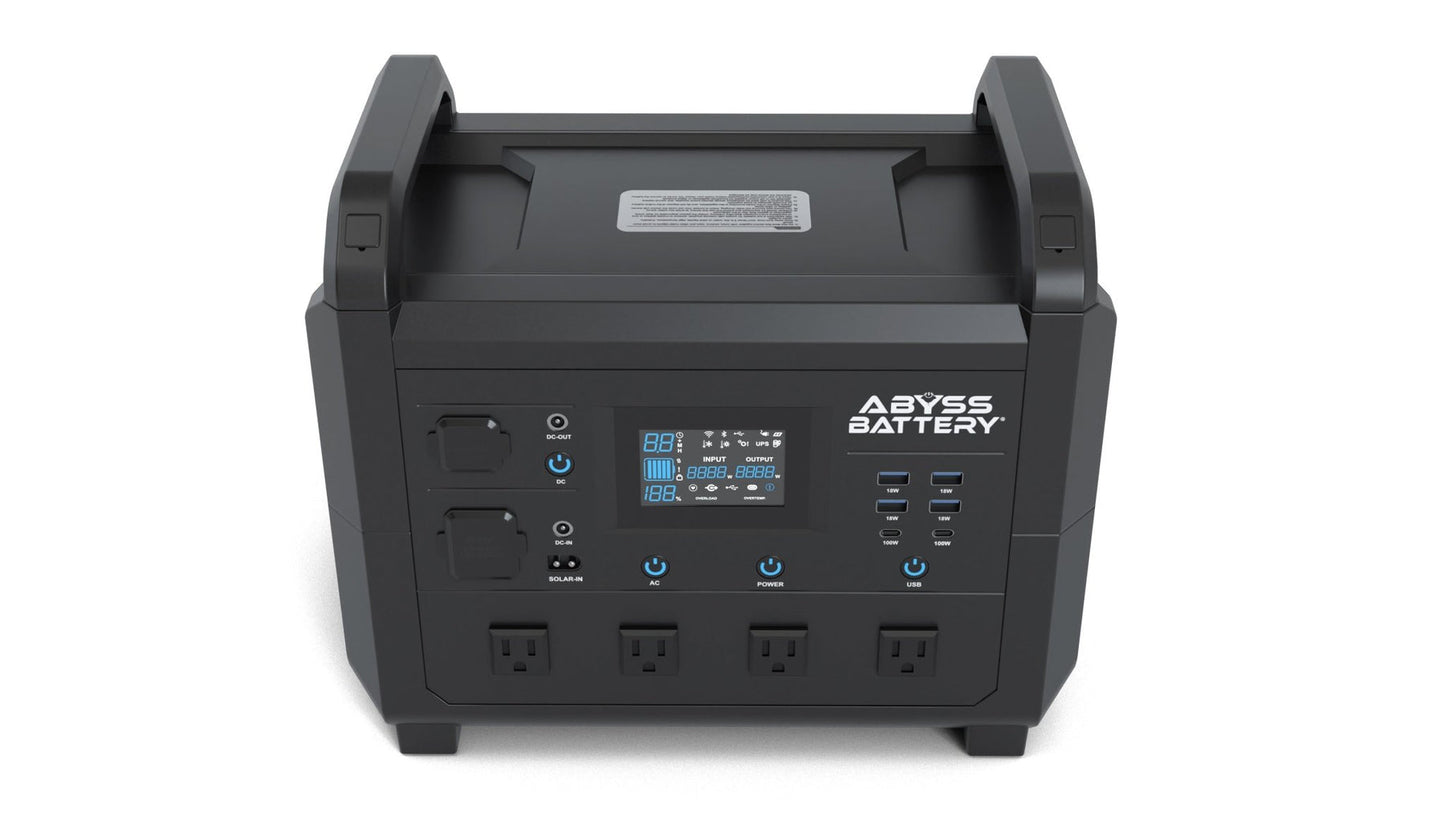 ABYSS® | AB-1600W | Portable Power Station | Nominal Power 1600W / 1536Wh | LiFePO4 Battery | For Camping, RVs, Home & Off-Grid Adventures
