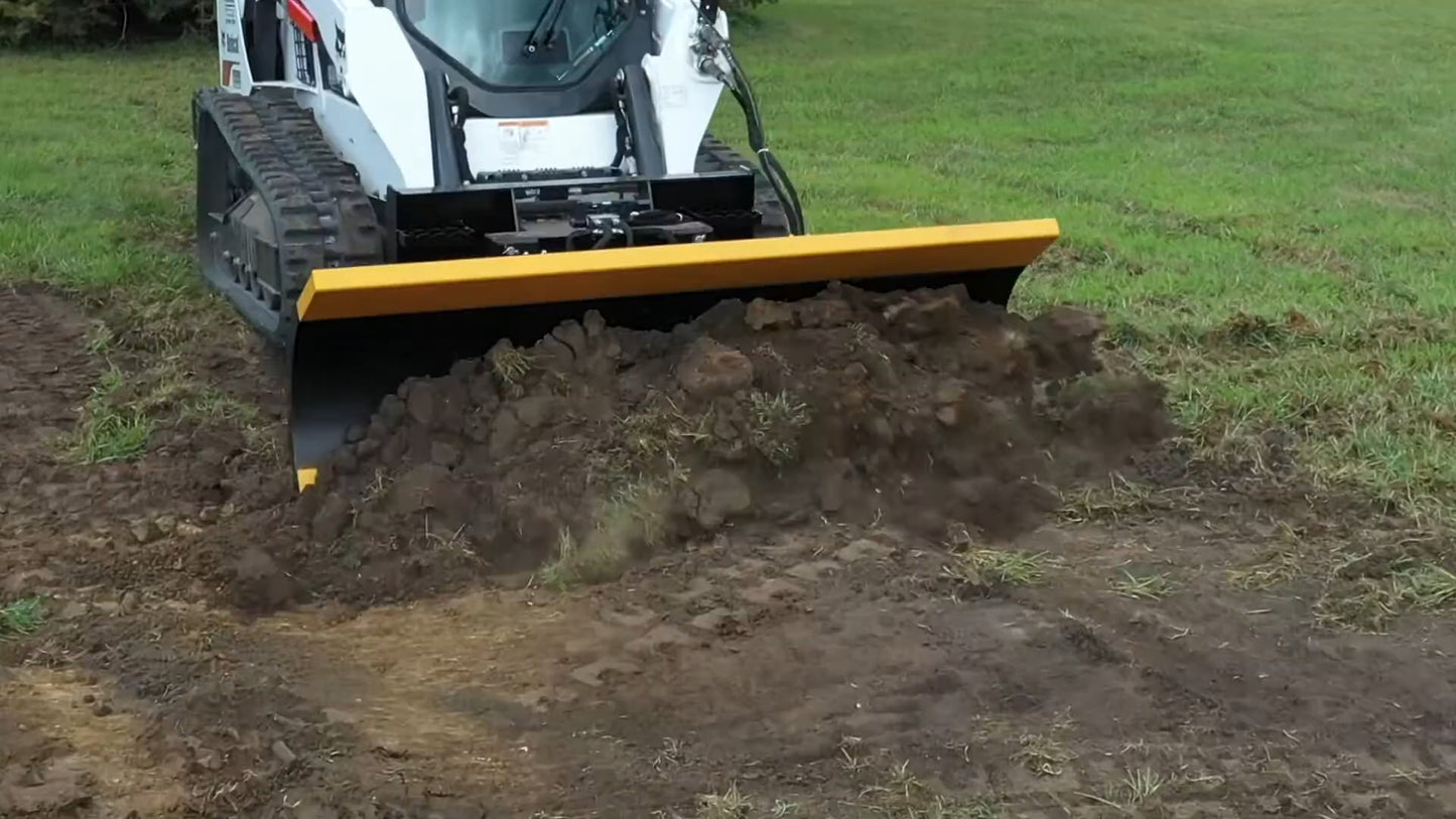 HitchDoc 6-Way Dozer Blade | Standard Series | Width 72”-96” inches | Hydraulic Flow Range 18-25 GPM | For Skid Steers