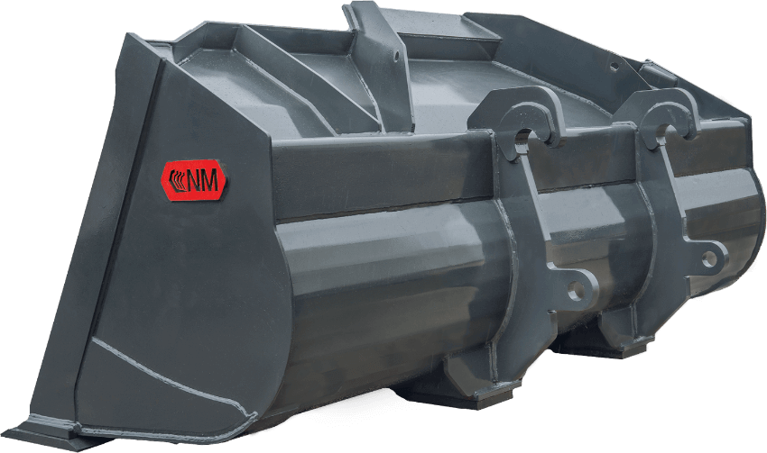 NM Attachments General Purpose Bucket | Model GP & LM Series | Widths 1–6 Yards | Machine Class 50–150 | Machine Size 10,000–40,000 lbs | For Wheel Loaders