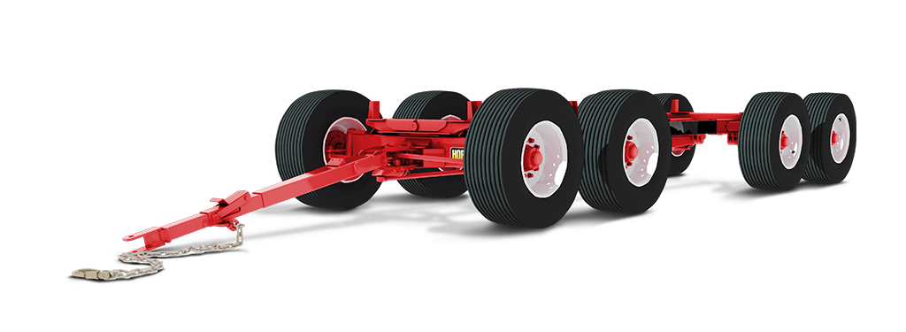 Horst Wagons 8 Wheel Quadsteer Wagon | Model 608 (40 Ton) | Bolster Stakes 42.5" Fixed | Wheelbase Adjustable 15' 2" - 16' 8" | For Agricultural Heavy Hauling & Forage/Grain Box Applications