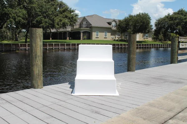 RIO MARINE CUSTOMS | Boarding System w/ Handrail | 3-Step Fiberglass | Model CMS03-RR | 22" W x 17.5" D x 14" H | UV-Resistant Gelcoat | For Boat & Dockside