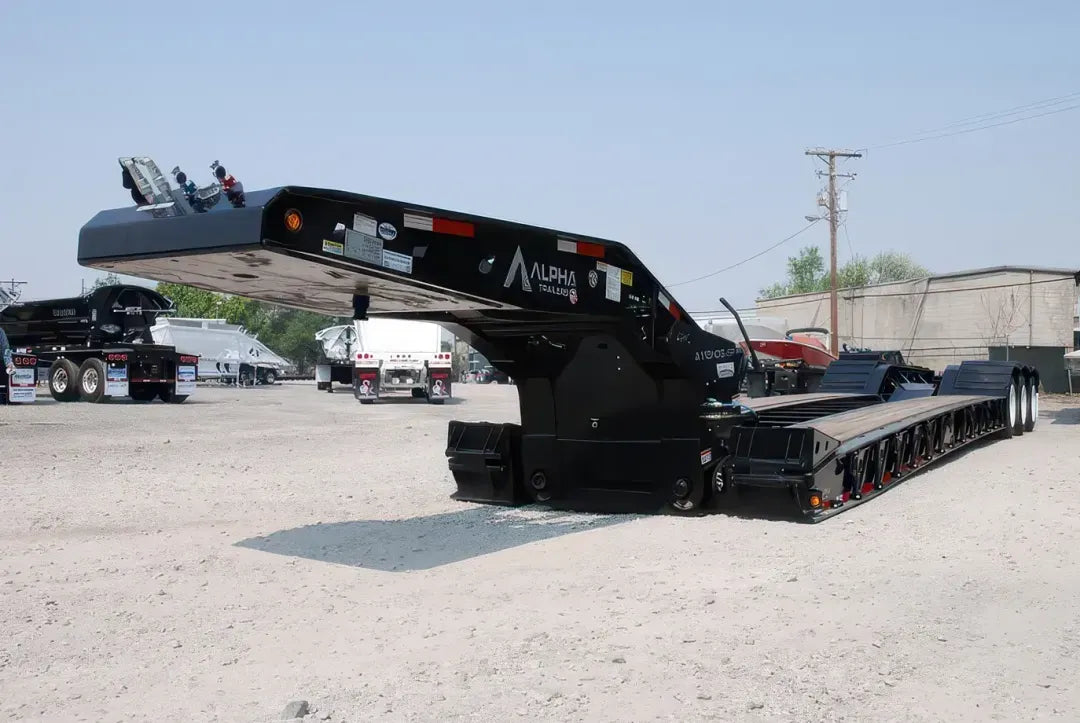 Alpha Lowboy Trailer | Overall Length 53' | Overall Width 108" | Load Capacity 55 Tons