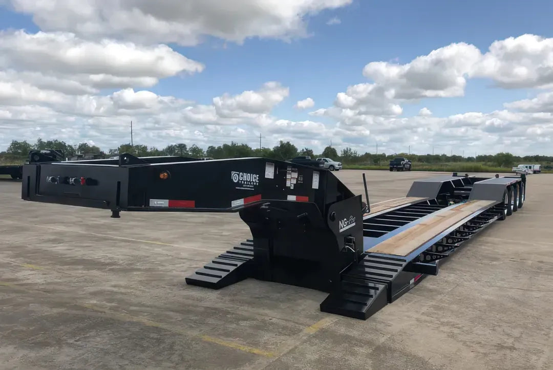 Choice | 355NG Lowboy Trailer w/Flip Axle | 53' Length | 110,000 lbs Capacity | 102" Width | For Semi Trucks & Oversized Equipment