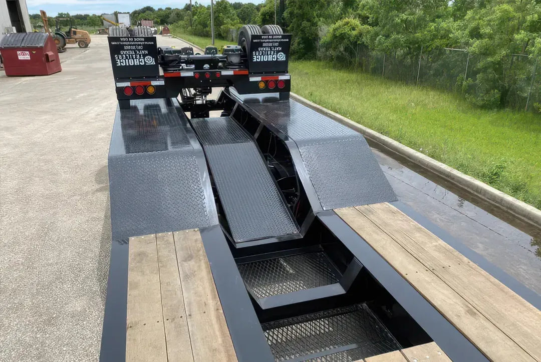 Choice | 355NG Lowboy Trailer w/Flip Axle | 53' Length | 110,000 lbs Capacity | 102" Width | For Semi Trucks & Oversized Equipment