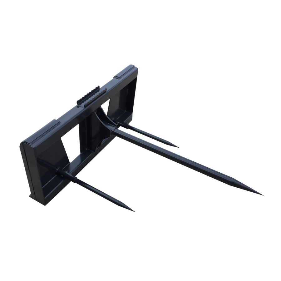 STOUT | Heavy Duty Round Bale Spear | 3-Prong Forged Spears | 2"x48" Main Spear | Weight 280 Lbs. | For Skid Steer