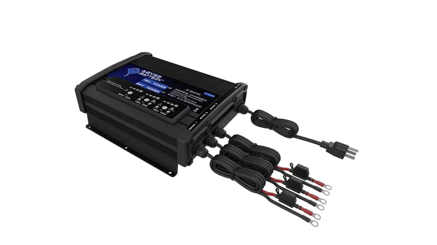 ABYSS® | 3 Bank On-Board Marine Battery Charger | Model AB-CRG-12V24V-3B | Voltage 12V/24V | 30A Total Output | IP67 Waterproof | For Boat & Marine Applications