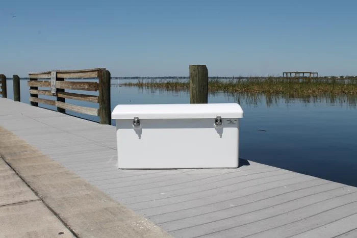 RIO MARINE CUSTOMS | Dock Box | Rough Water | Model RWDB50LP | 50" W x 24" H x 22" D | Low Profile Design | For Narrow Docks