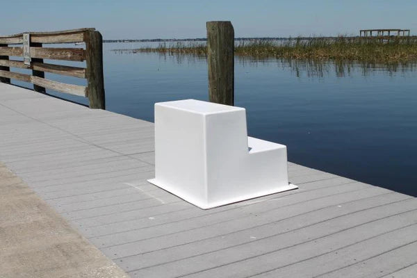 RIO MARINE CUSTOMS | Boarding Step | 2 Step Fiberglass | Model CMS02 | 25" W x 23" D x 20" H | Safe and Convenient Access | For Dock & Deck