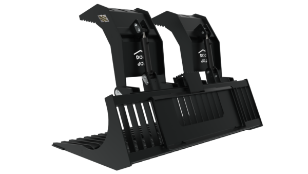 Top Dog Attachments HD Brush Bucket with Grapple | Width 68" to 82" | Weight 937 to 1065 lbs | Oil Flow Range 15 to 25 GPM | For Skid Steer