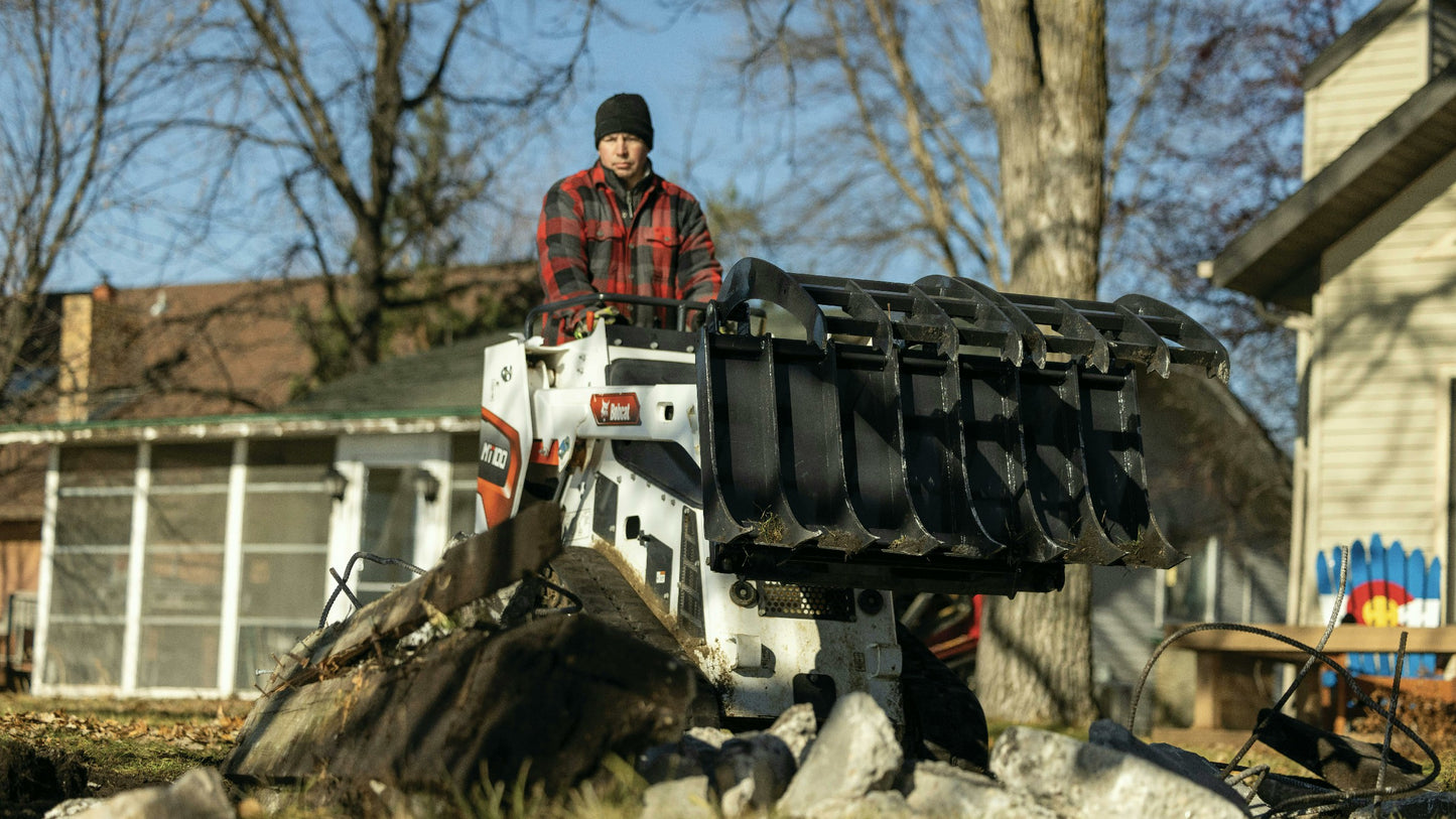 Ignite Attachments Mini Rake Grapple | Width 44" | Horsepower 20–30 HP | Hydraulic Flow 5–15 GPM | For Mini Track Loaders
