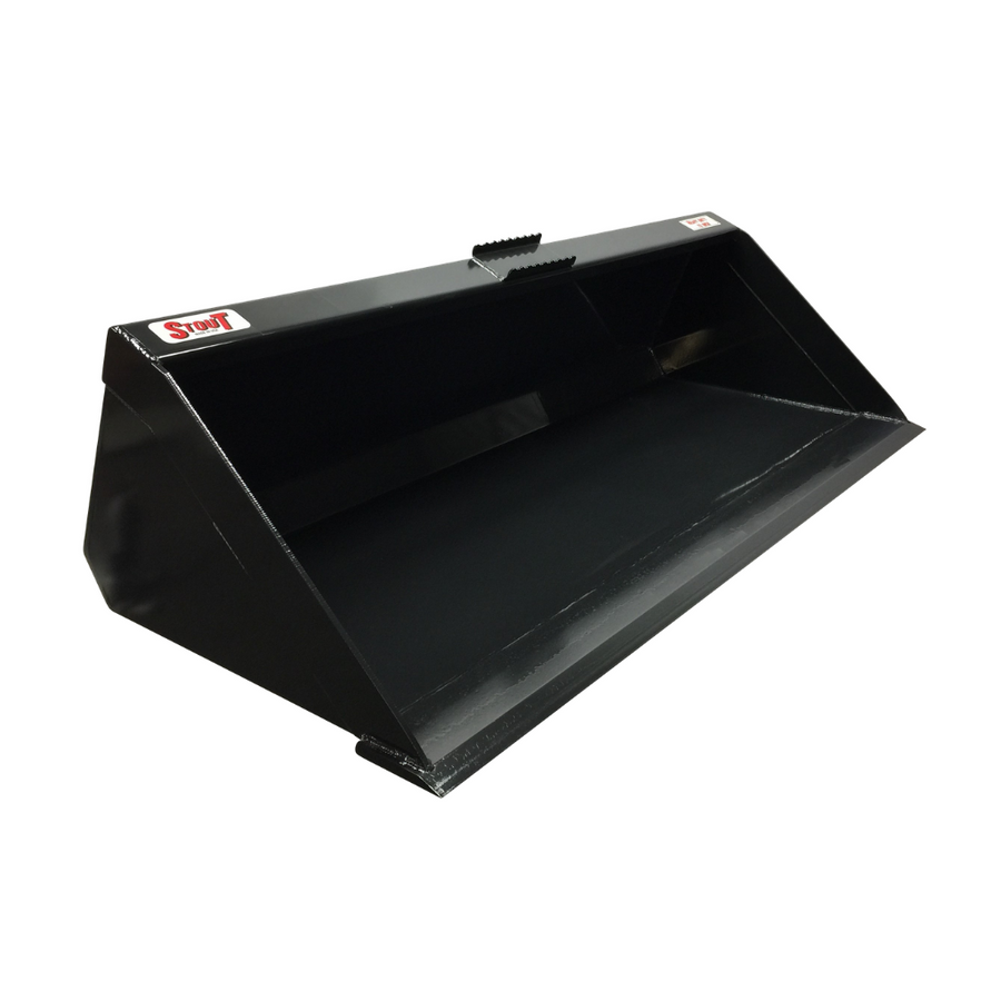 STOUT | Heavy Duty Material Bucket | Single Bevel Edge | 60", 66", 72" Widths | 22–34 kW (30–45 HP) | For Skid Steer