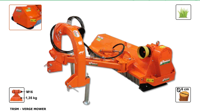 Rinieri Verge Mower TRSM 185 - 200 Model| 72"-78" Working Width | 70-120 HP For Tractors