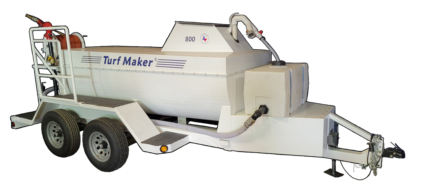 TurfMaker Hydroseeder | Model 800 | Total Capacity 800 Gallons | Skid Frame Width 47" | Double Axle Trailer Option